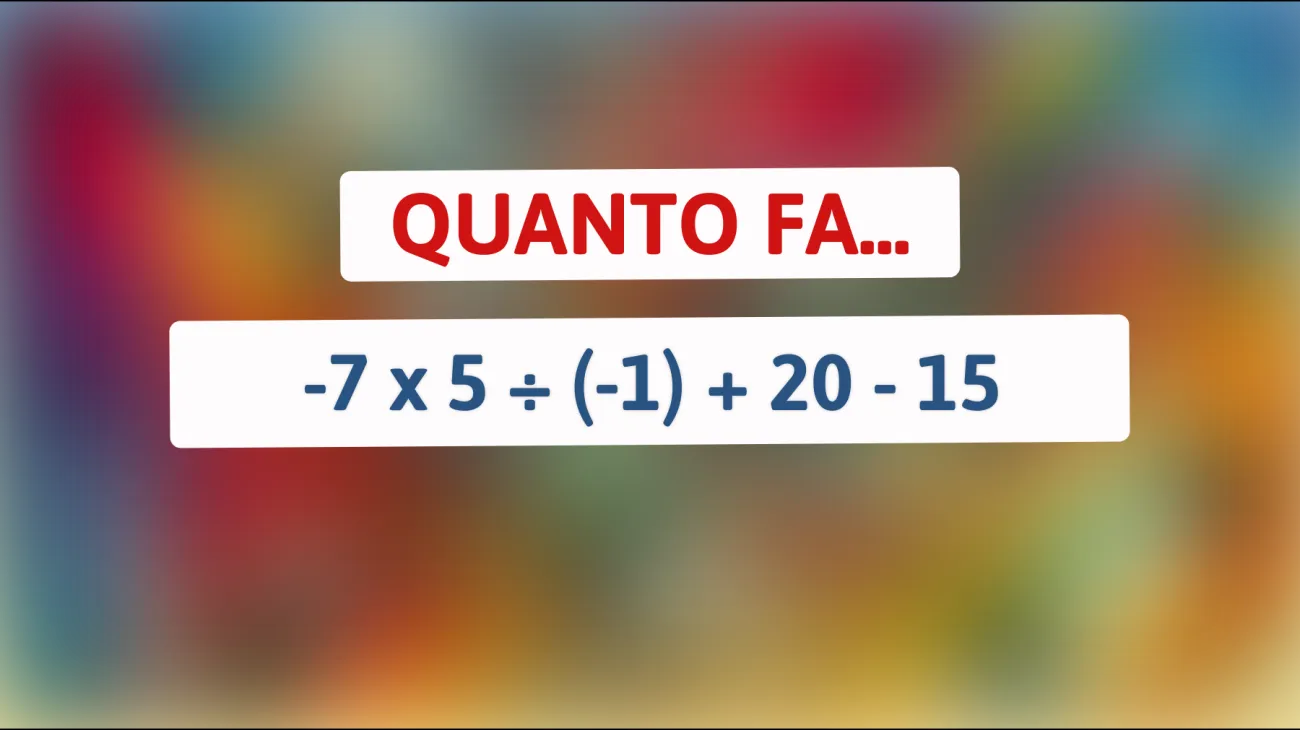 Scopri se riesci a risolvere questo rompicapo matematico che solo i veri geni riescono a risolvere: quanto fa -7 x 5 ÷ (-1) + 20 - 15?"